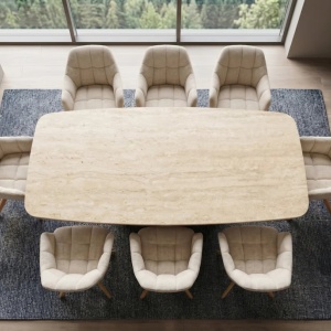 Masa dining Ceramica travertin, Furnir stejar, UNIQUE 200cm - Img 8