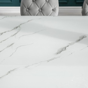 Masa dining eleganta Modern Barock 180cm, argintiu/ aspect de marmura - Img 3