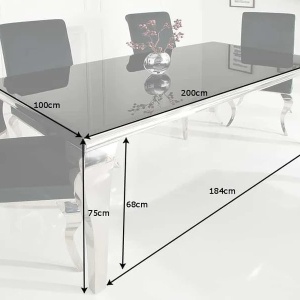 Masa Dining Eleganta, Sticla, Negru, Modern Barock 200cm - Img 6