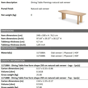 Masa dining moderna design LUX Flemings natur 250x105cm - Img 2