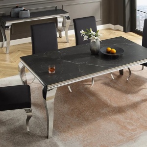 Masa eleganta cu picioare curbate Modern Barock argintiu/ negru - Img 6