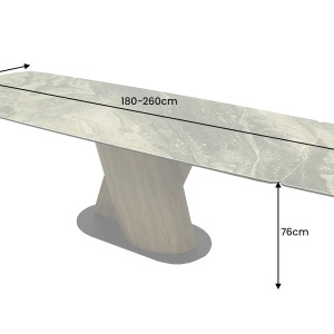 Masa extensibila ceramica bej taupe, furnir lemn de nuc ELEMENTS 180-260cm - Img 3