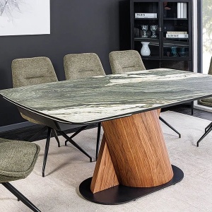 Masa extensibila ceramica gri taupe, furnir lemn de nuc ELEMENTS 180-260cm - Img 6