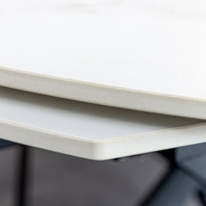 Masa extensibila cu design prin rotire Inception 130-190cm alb marmorat - Img 5