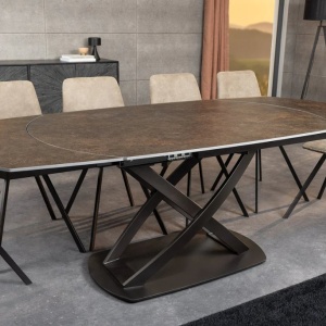 Masa extensibila cu design prin rotire Inception 130-190cm aspect ruginiu - Img 6