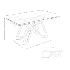 Masa extensibila deosebita design LUX Walnut-Glass 160-240x90cm - Img 11