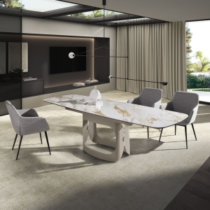 Masa extensibila design LUX Porcelain Marble 180-260cm - Img 5