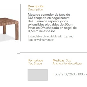 Masa extensibila Walnut, 160-210-260x100cm AC-GOB-N5303 - Img 2