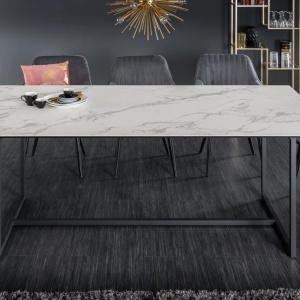 Masa moderna, Ceramica, Alb marmorat, SYMBIOSE 200cm A-6541088 VC - Img 2