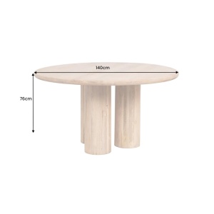 Masa rotunda ART DECO 140cm lemn masiv de mango natural - Img 7