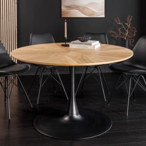 Masa rotunda cu furnir de stejar ATELIER 120cm - Img 11