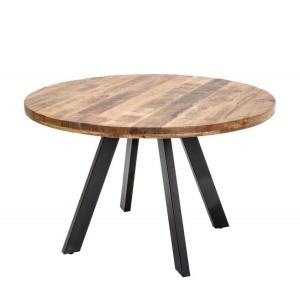 Masa rotunda design industrial Iron Craft mango natur, 120cm