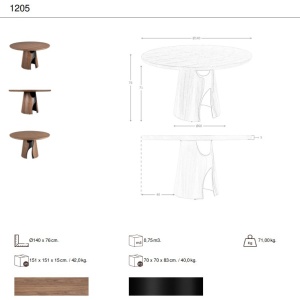 Masa rotunda design LUX Walnut 140cm - Img 8