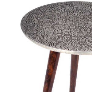 Masuta auxiliara design unicat Alcasar 50cm, argintiu antic - Img 3