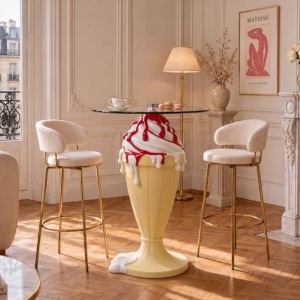 Masuta bistro stil pop art modern SWEET SOCIETY 90cm galben - Img 8