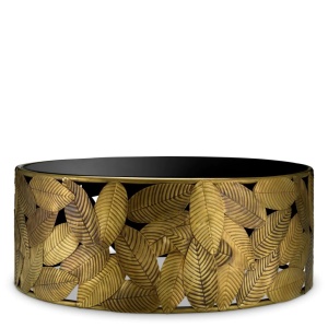 Masuta de Cafea Design LUX, Alama, Sticla, Negru, Botanico - Img 3