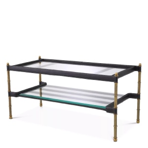 Masuta de cafea design LUX Princess, alama vintage/ negru