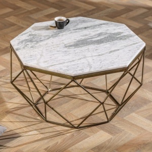 Masuta de cafea design minimalist Diamond 69cm, marmura alba - Img 2