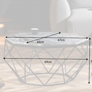 Masuta de cafea design minimalist Diamond 69cm, marmura gri - Img 6