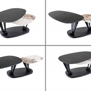 Masuta de cafea moderna cu doua blaturi rotative din ceramica Movement 160cm - Img 3
