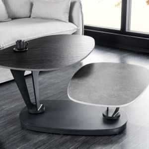 Masuta de cafea moderna cu doua blaturi rotative din ceramica Movement 160cm - Img 7