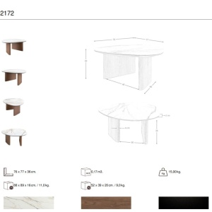 Masuta de cafea Porcelain Marble si lemn furniruit Walnut - Img 9