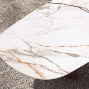 Masuta de cafea Porcelain Marble si lemn furniruit Walnut - Img 8