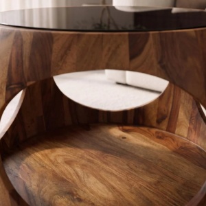 Masuta de cafea rotunda ORGANIC LOOP 60cm Sheesham - Img 2