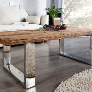 Masuta Living design high-tech din metal si lemn masiv, Barracuda 110cm A-36650+30117G VC - Img 9
