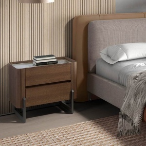 Noptiera 2 sertare deosebita design LUX Walnut-Marble