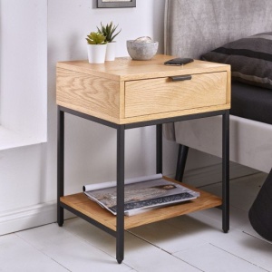 Noptiera design industrial Elements 40cm stejar - Img 3