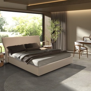 Noptiera LUX din lemn furniruit si piele Walnut - Img 7