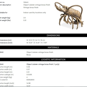 Obiect decorativ din alama masiva design LUX Lobster - Img 6