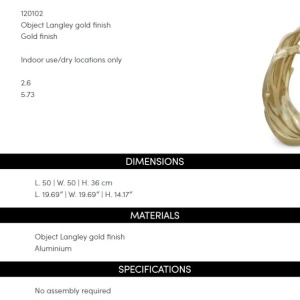 Obiect decorativ LUX aluminiu auriu Langley - Img 10