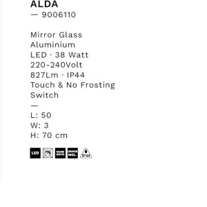 Oglinda cu iluminat LED pentru baie IP44 ALDA 50x70cm - Img 8
