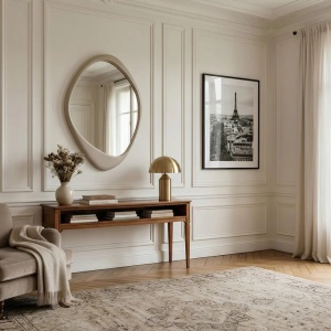 Oglinda de perete decorativa ORGANIC 90cm greige - Img 4