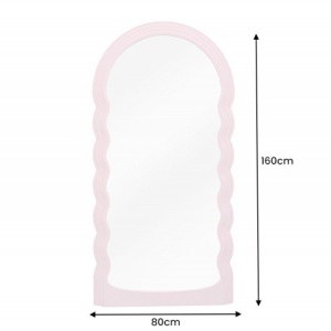 Oglinda de perete design modern Wave 160cm, roz - Img 7