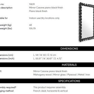 Oglinda decorativa design LUX Casone negru, 141x93cm - Img 5