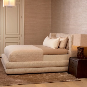 Pat dublu tapitat design elegant LUX Francisco, Creststone bej - Img 2