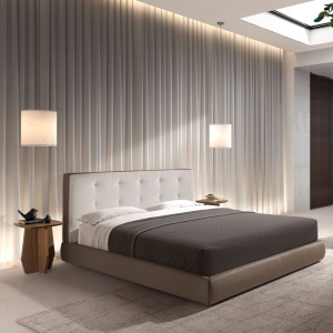 Pat dublu tapitat design LUX Brown, 180x200cm - Img 5