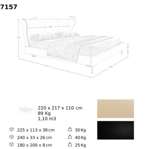 Pat dublu tapitat design LUX Cream 180x200cm - Img 4