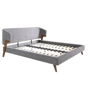 Pat dublu tapitat design LUX Grey-Walnut, 180x200cm - Img 2