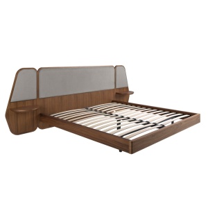 Pat dublu tapitat design LUX Grey-Walnut, 180x200cm - Img 2