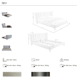 Pat dublu tapitat design LUX Gri-albastrui deschis, 180x200cm - Img 6