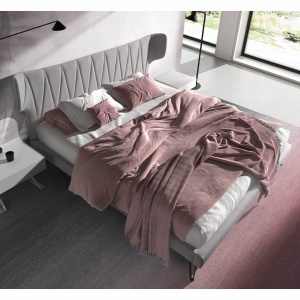 Pat dublu tapitat design LUX Light grey 180x200cm