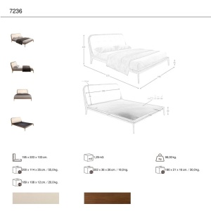 Pat dublu tapitat design LUX Walnut Veneer 180x200cm - Img 9
