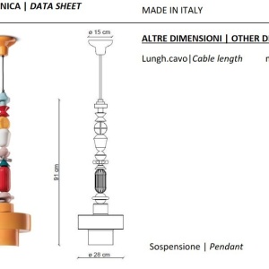 Pendul ceramic design italian realizat manual LARIAT H-91cm 216102 universul-luminii.ro