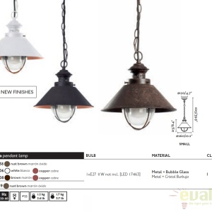 Pendul de terasa exterior NAUTICA alb/cupru IP33 71106 179462 universul-luminii.ro