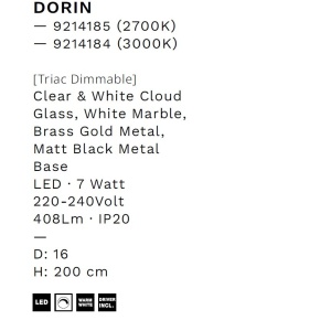 Pendul decorativ LED 2700K DORIN alb - Img 7