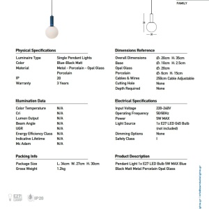 Pendul design decorativ POSSA portelan blue - Img 5